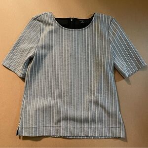 Ann Taylor Grey Striped Short Sleeve Blouse